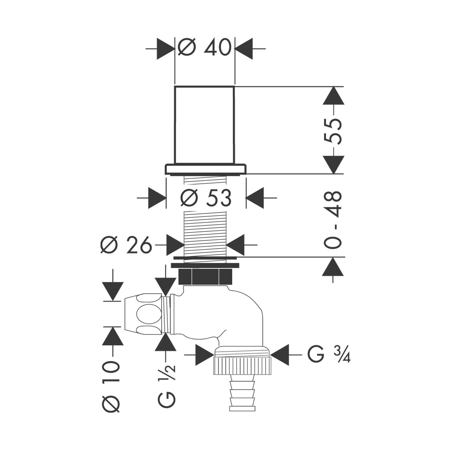 hansgrohe Küchen-Absperrventil Axor mit Rückflussverhinderer, brushed black chrome