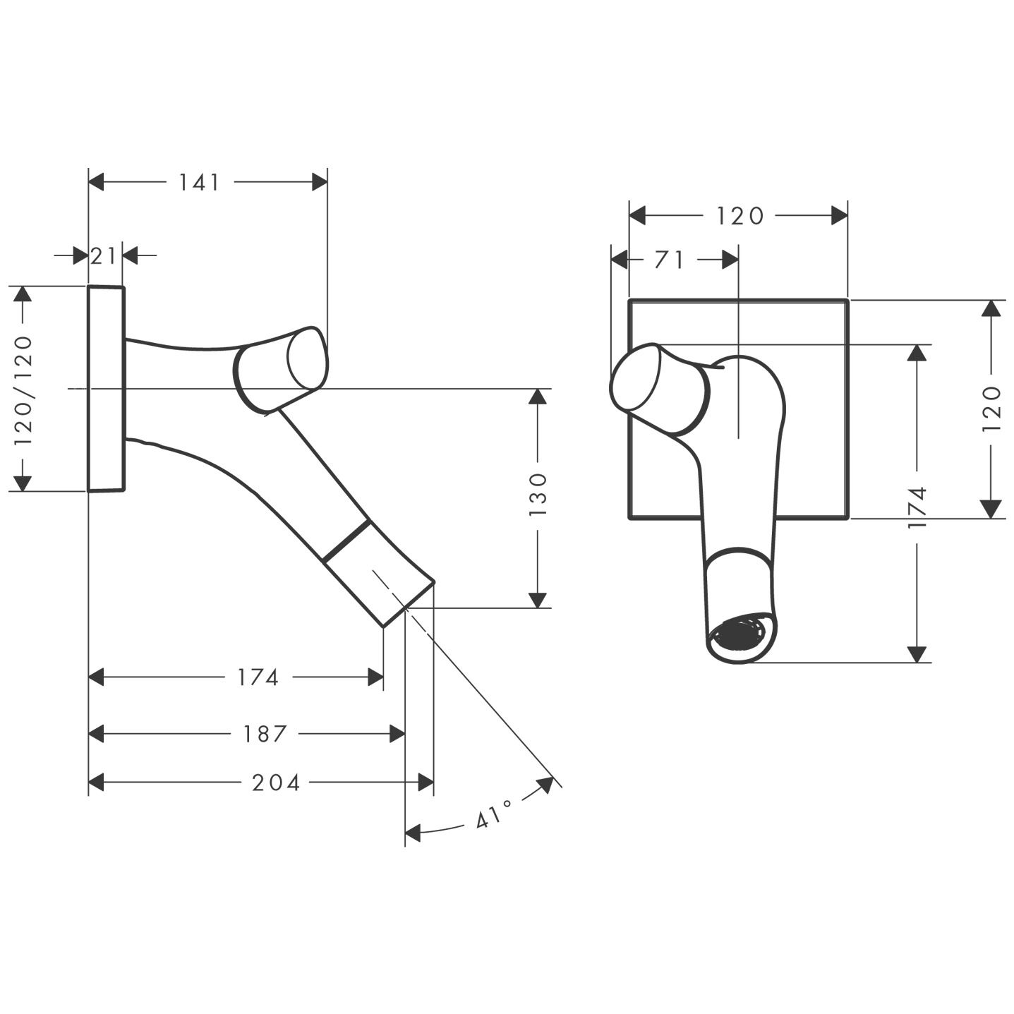 hansgrohe Fertigmontageset Axor Starck Organic UP-2-Griff-Waschtisch-Armatur, Auslauf 187mm, brushed bronze