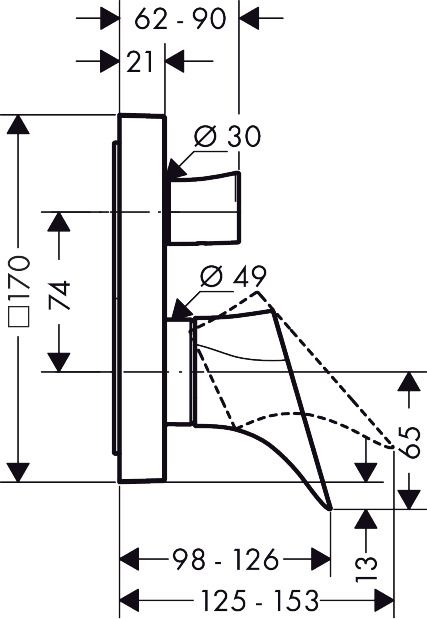 hansgrohe Fertigmontageset Axor Starck Organic UP-Wannen-Einhebelmischer, brushed gold optic