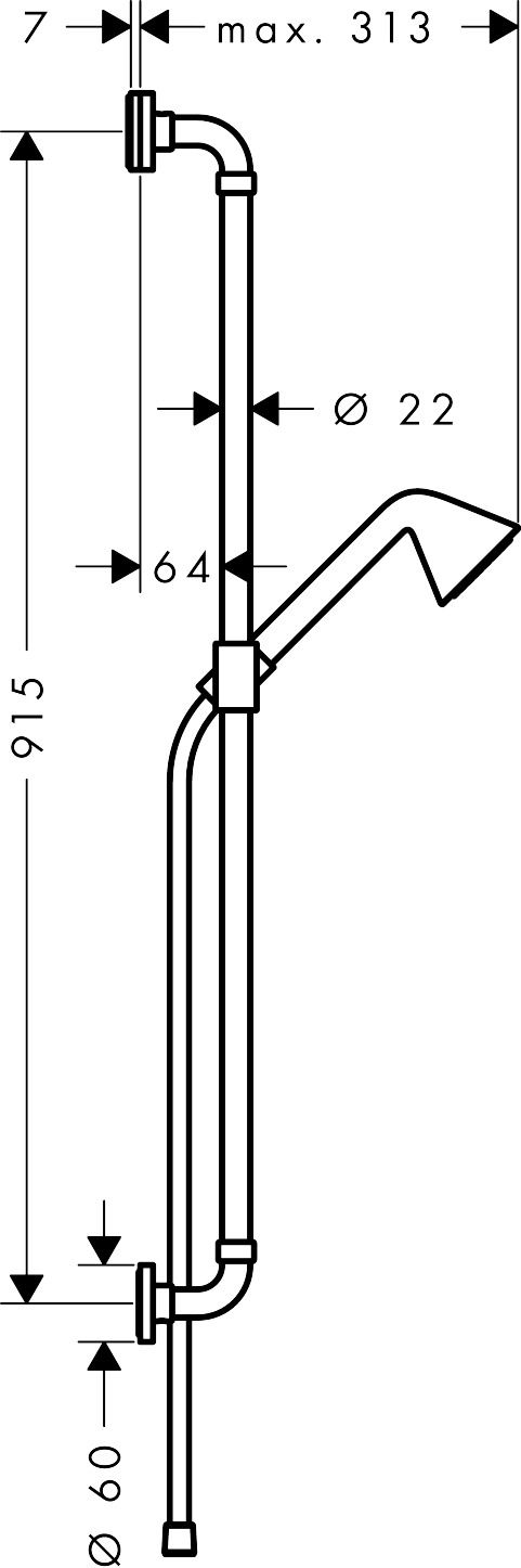 hansgrohe Brauseset Axor Front 900mm, mit Handbrause, 85mm, 1jet, brushed red gold