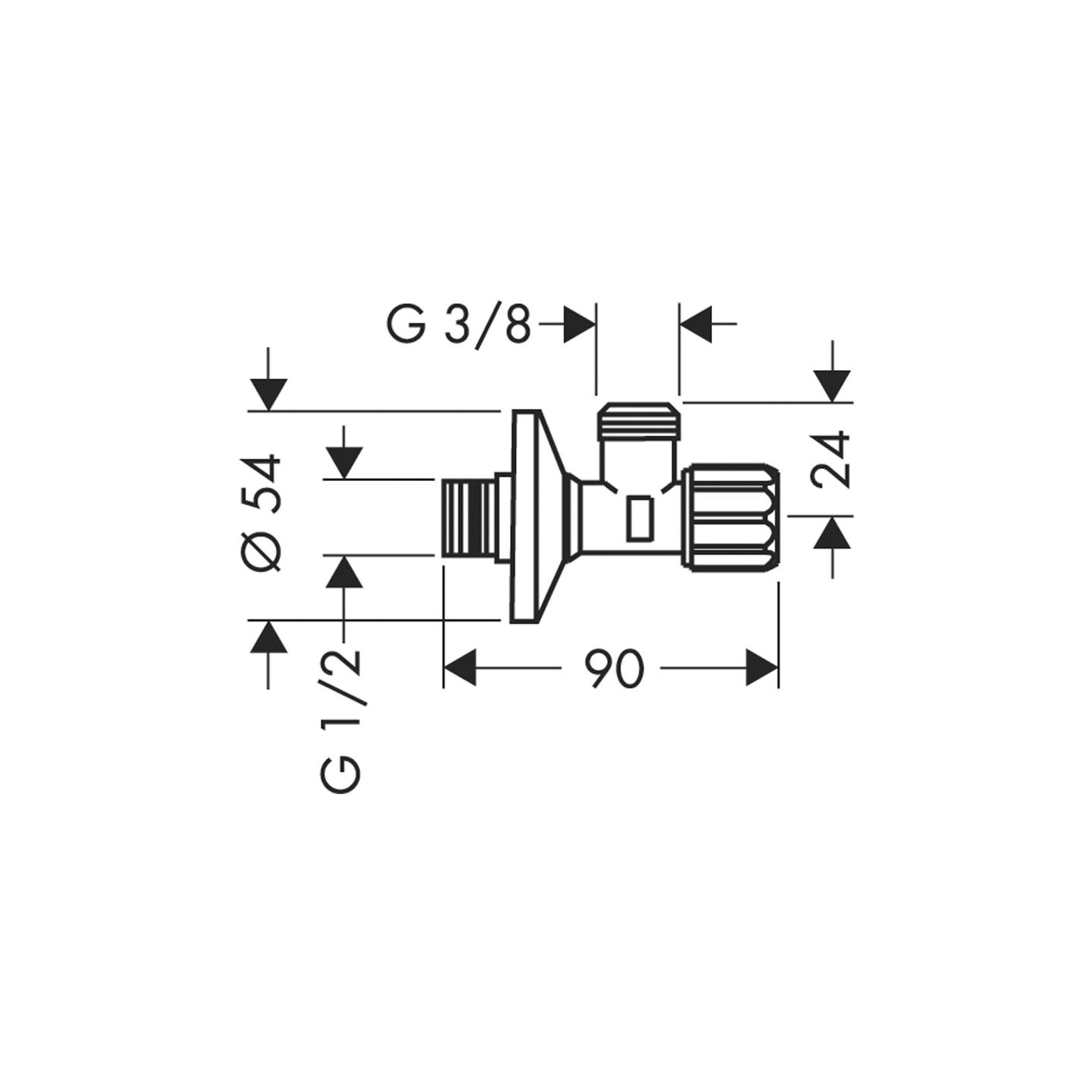hansgrohe Eckventil mit Feinfilter, Abgang G 3/8, chrom