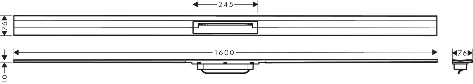 hansgrohe RainDrain Flex Duschrinne 1600 mm, Edelstahl optic, Fertigset, kürzbar, zur Wandmontage