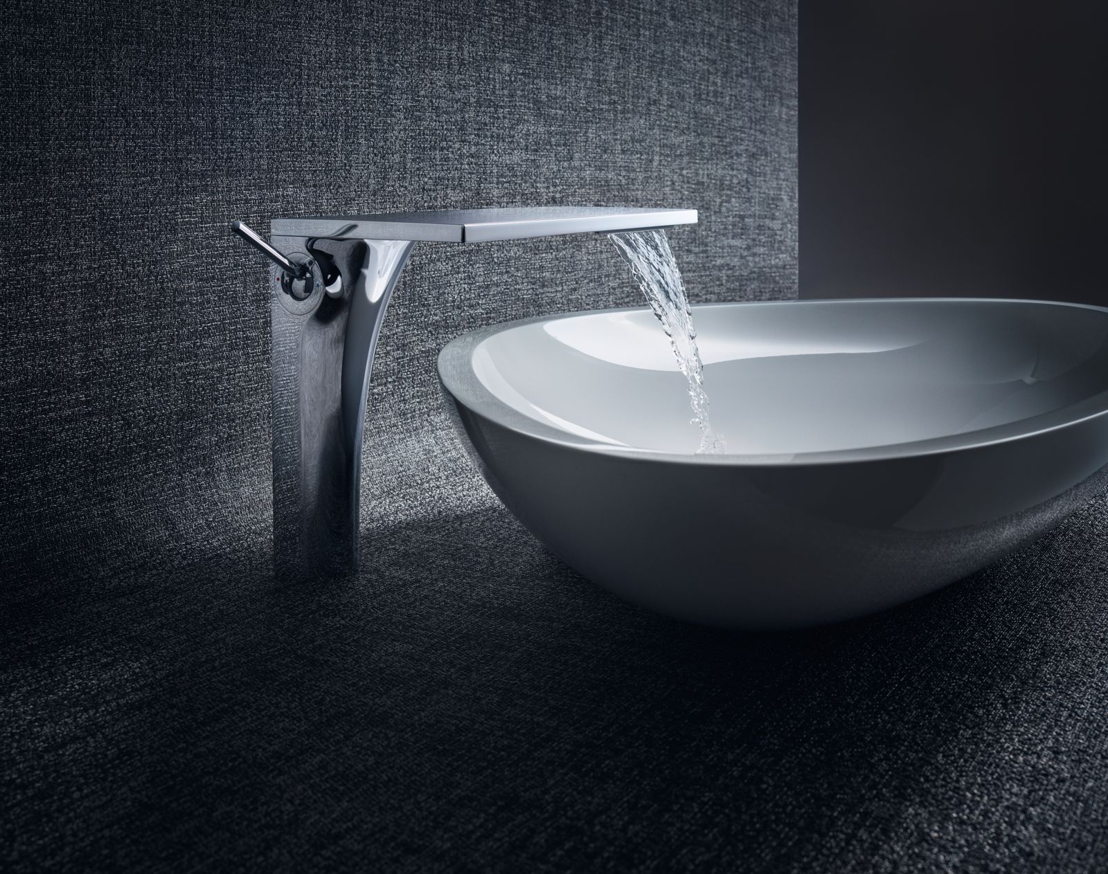 hansgrohe Waschtisch-Einhebelmischer 220 Axor Massaud Ausladung 200mm, unverschließbare Ablaufgarnitur, chrom