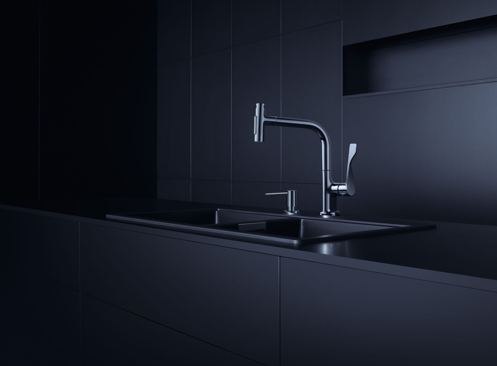 hansgrohe Spültisch-Einhebelmischer 230 Select 2jet Axor Citterio mit Ausziehbrause und sBox, chrom