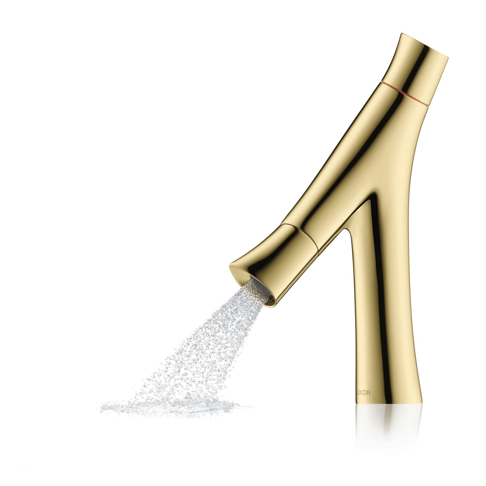 hansgrohe Waschtisch-Zweigriff-Armatur 80 Axor Starck Organic Ausladung 116mm, mit Zugstangen-Ablaufgarnitur, brushed gold optic