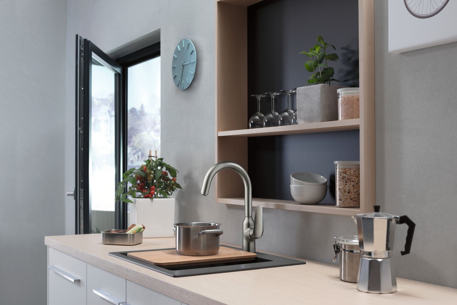 hansgrohe Spültisch-Einhebelmischer 220 Focus M42 1jet, Edelstahl-Optik