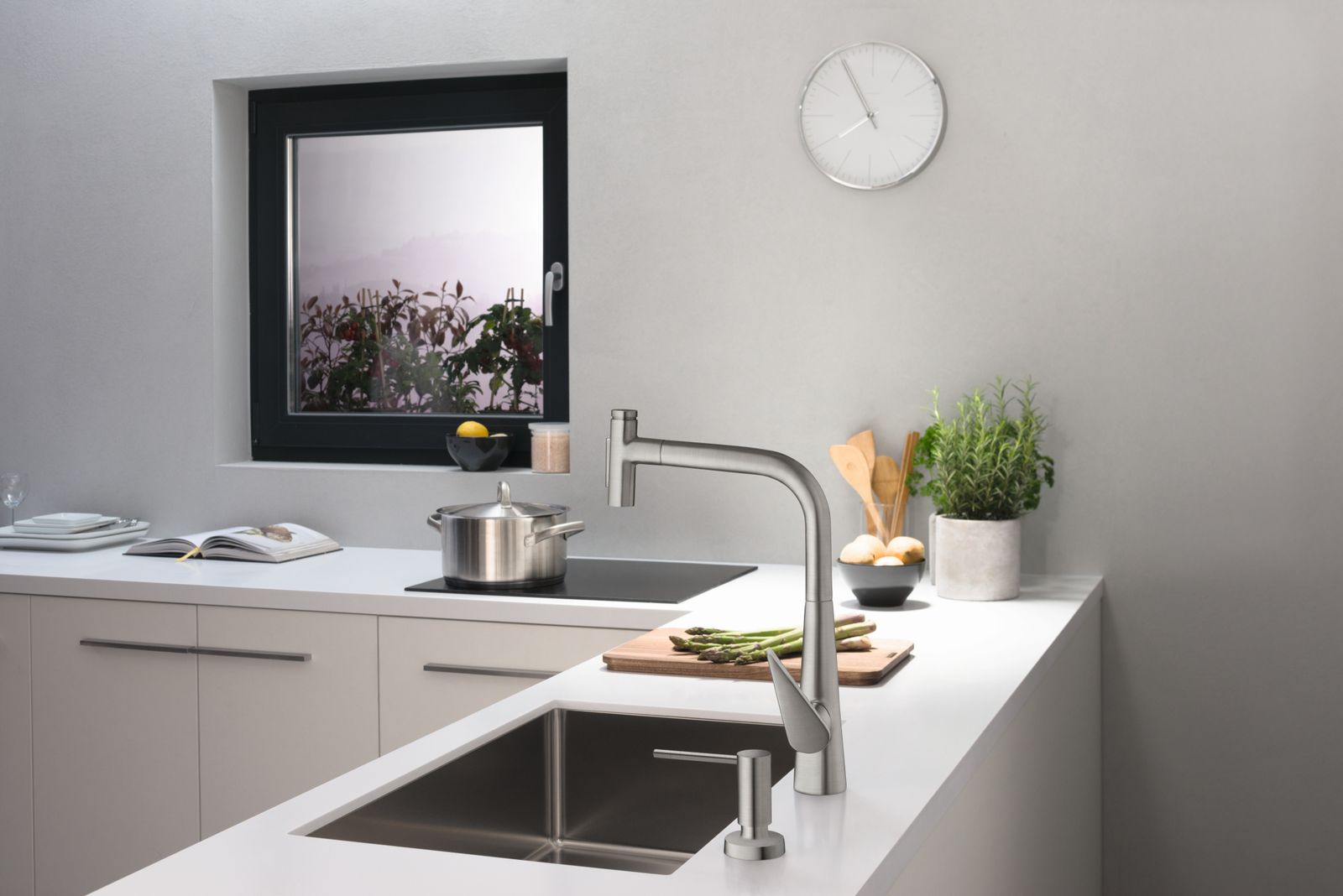 hansgrohe Spültisch-Einhebelmischer 300 Talis Select M51 mit Ausziehbrause, 2jet, sBox, Edelstahl-Optik