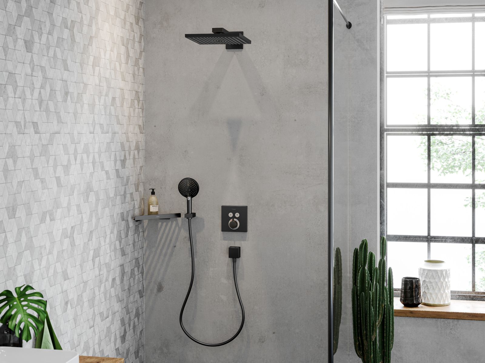 hansgrohe Fertigmontageset ShowerSelect UP-Thermostat, 2 Verbraucher, brushed black chrome