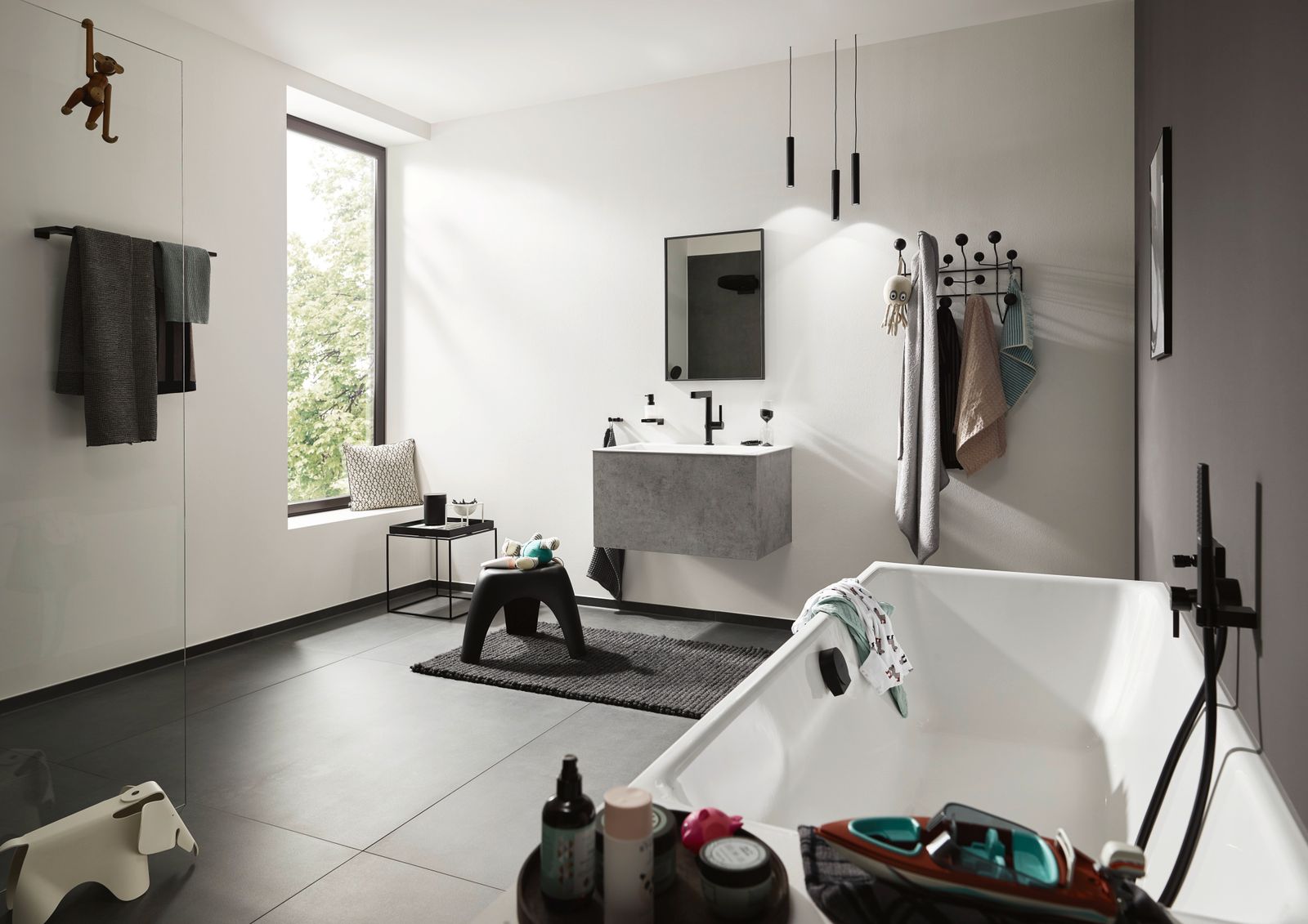 hansgrohe Fertigmontageset Finoris UP-Wannen-Einhebelmischer, mattschwarz