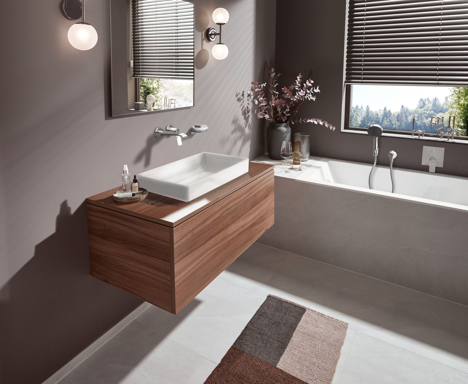 hansgrohe Fertigmontageset Vivenis UP-Waschtisch-Einhebelmischer, für Wandmontage, mit Auslauf 192mm, chrom