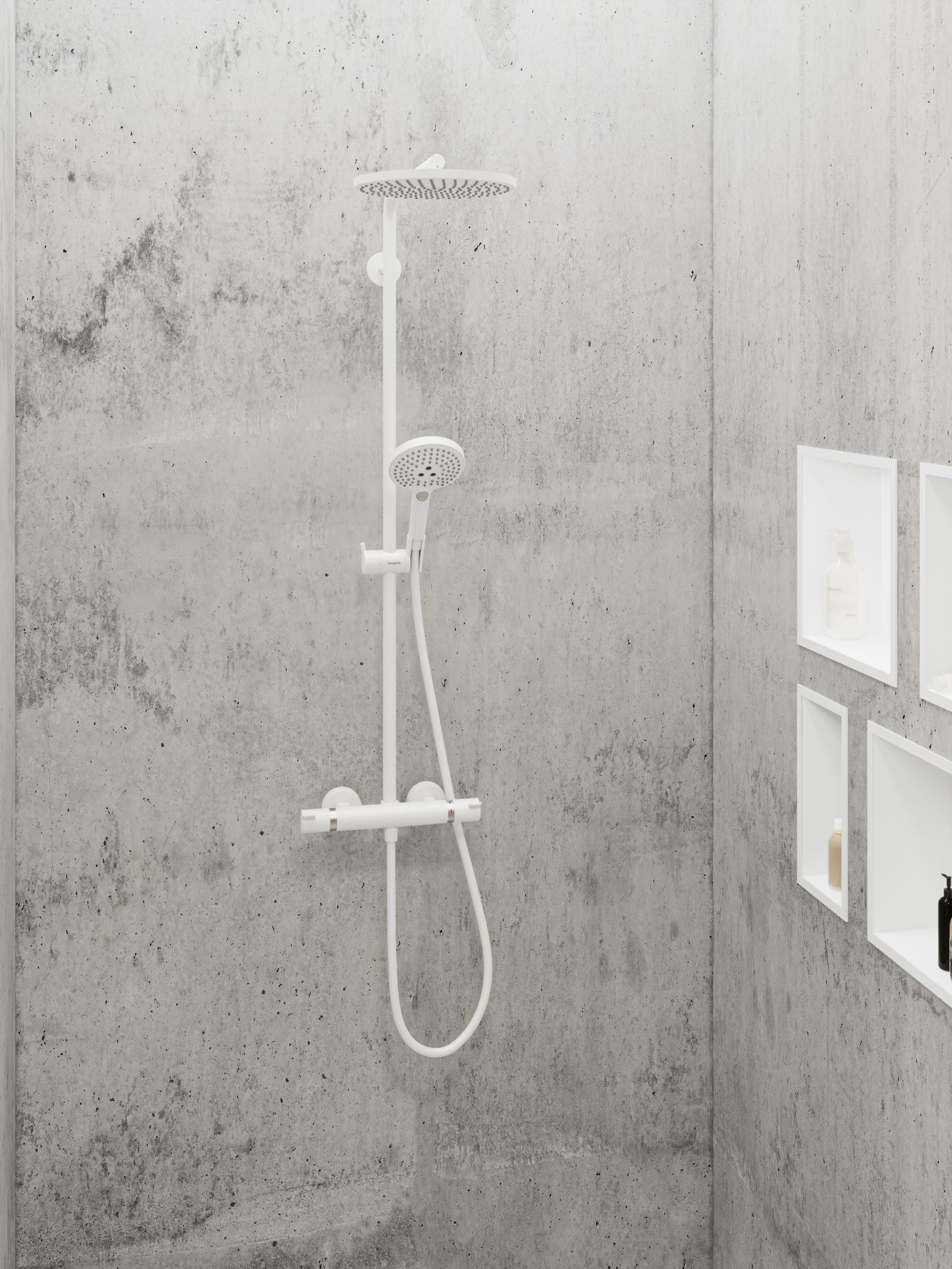 hansgrohe Showerpipe Raindance Select S mit Thermostat, 1jet, mattweiß