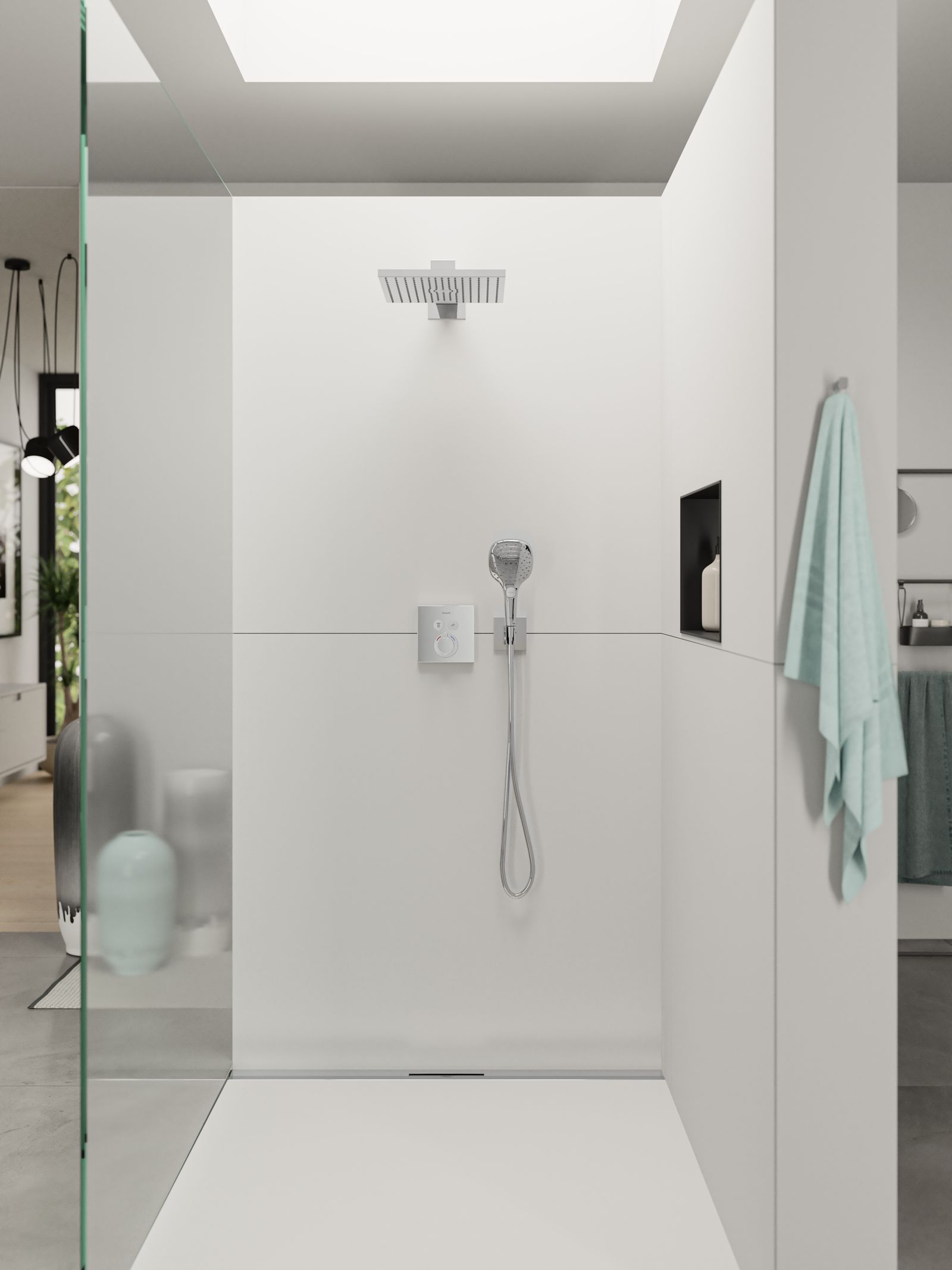 hansgrohe Wandanschluss Fixfit E eckig, mit Brausehalter, chrom