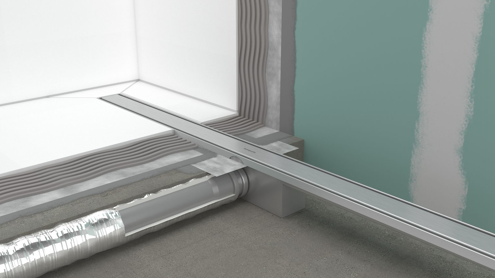 hansgrohe Duschrinne RainDrain Compact 800 mm, Komplettset, für flache Installation, Edelstahl gebürstet