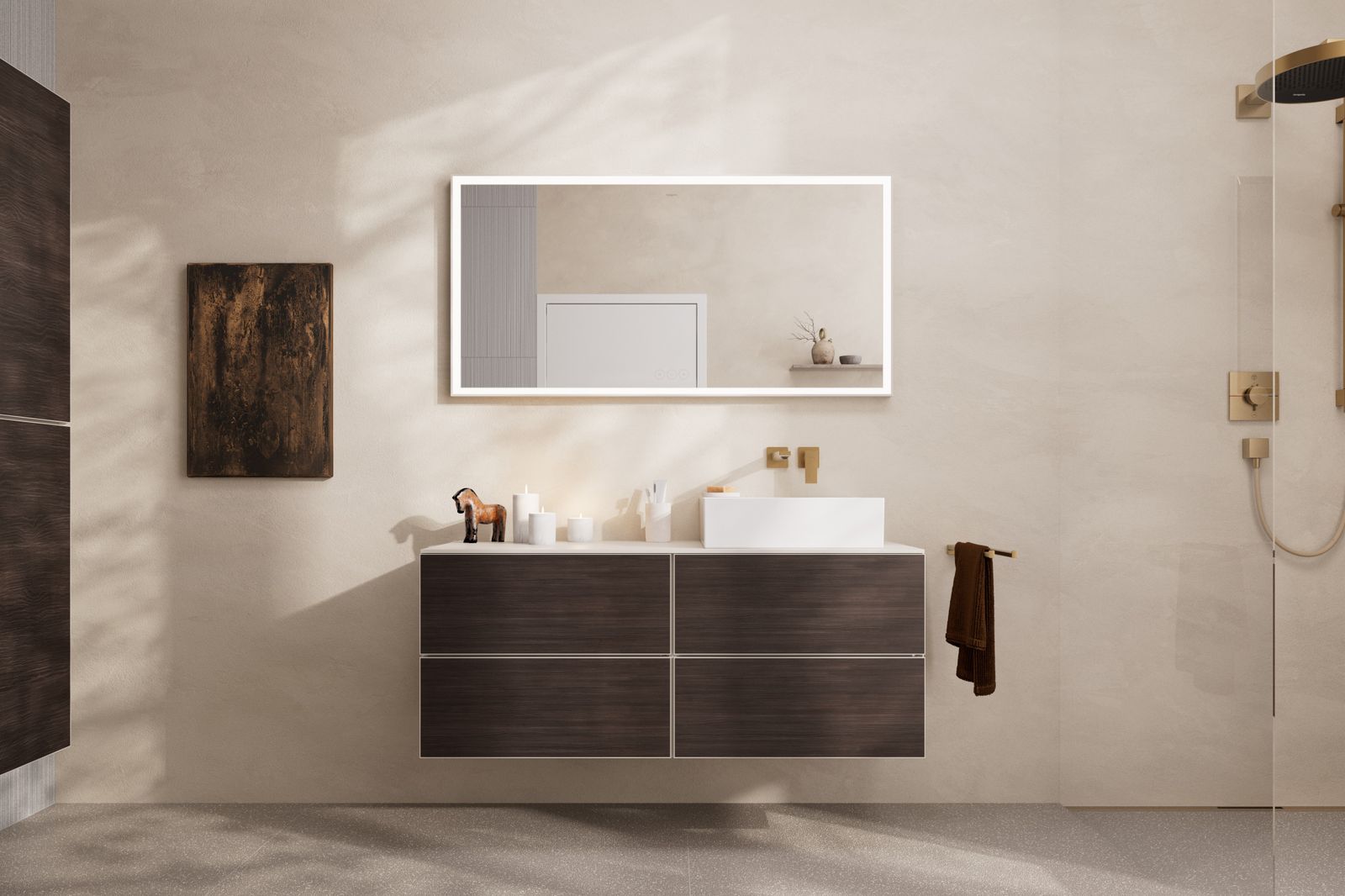 hansgrohe Handtuchhalter AddStoris Länge 445mm, zweiarmig, Wandmontage, Metall, brushed bronze