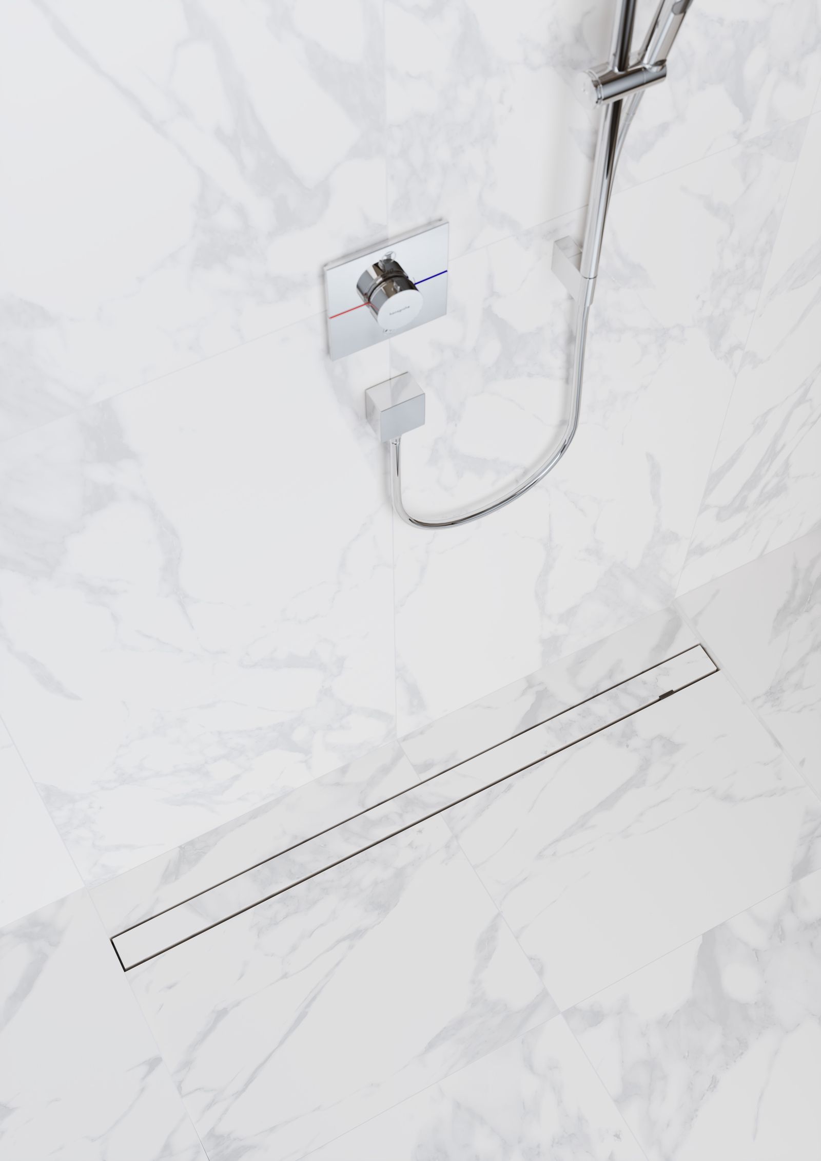 hansgrohe RainDrain Rock Duschrinne 700 mm, Fertigset, kürzbar und befliesbar