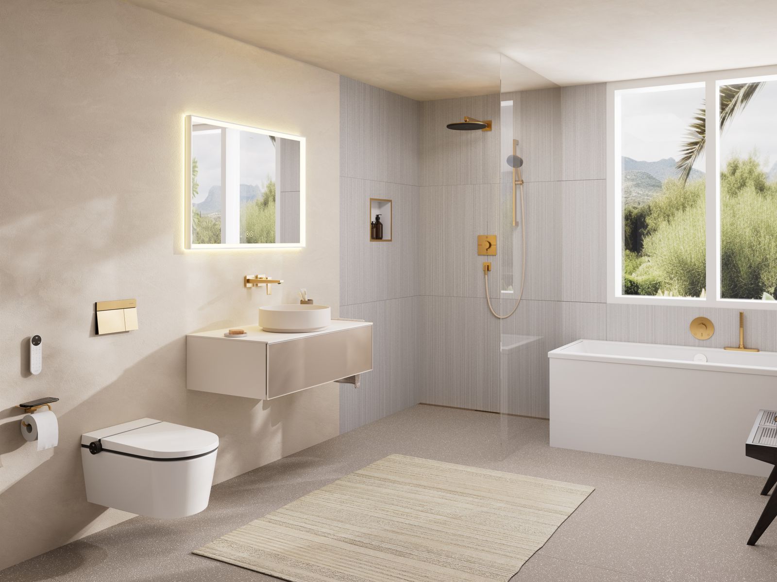 hansgrohe Wannenrandset sBox oval, für Wannen- oder Fliesenrandmontage, brushed bronze