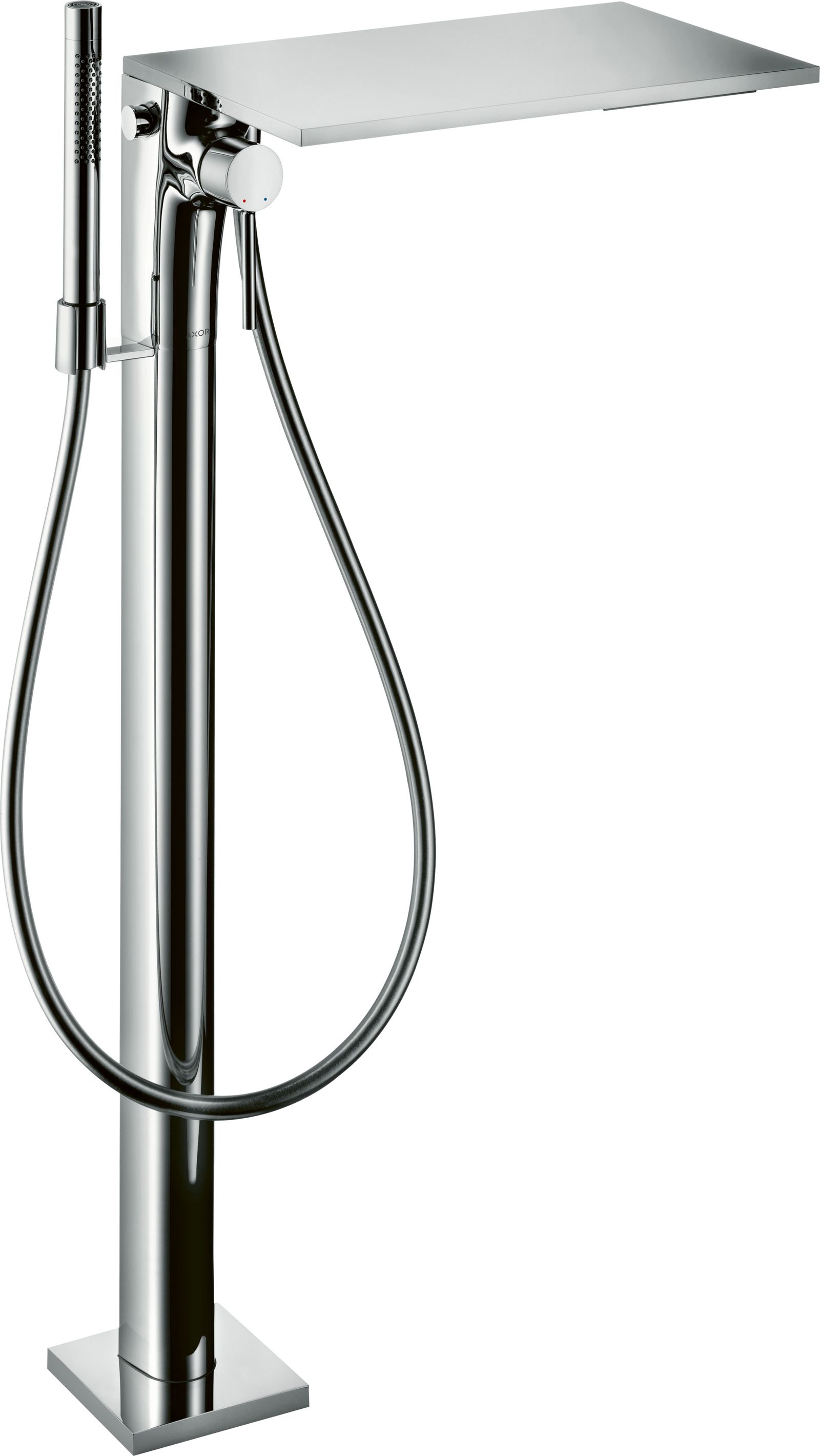 hansgrohe Fertigmontageset Axor Massaud Wannen-Einhebelmischer, bodenstehend, brushed brass