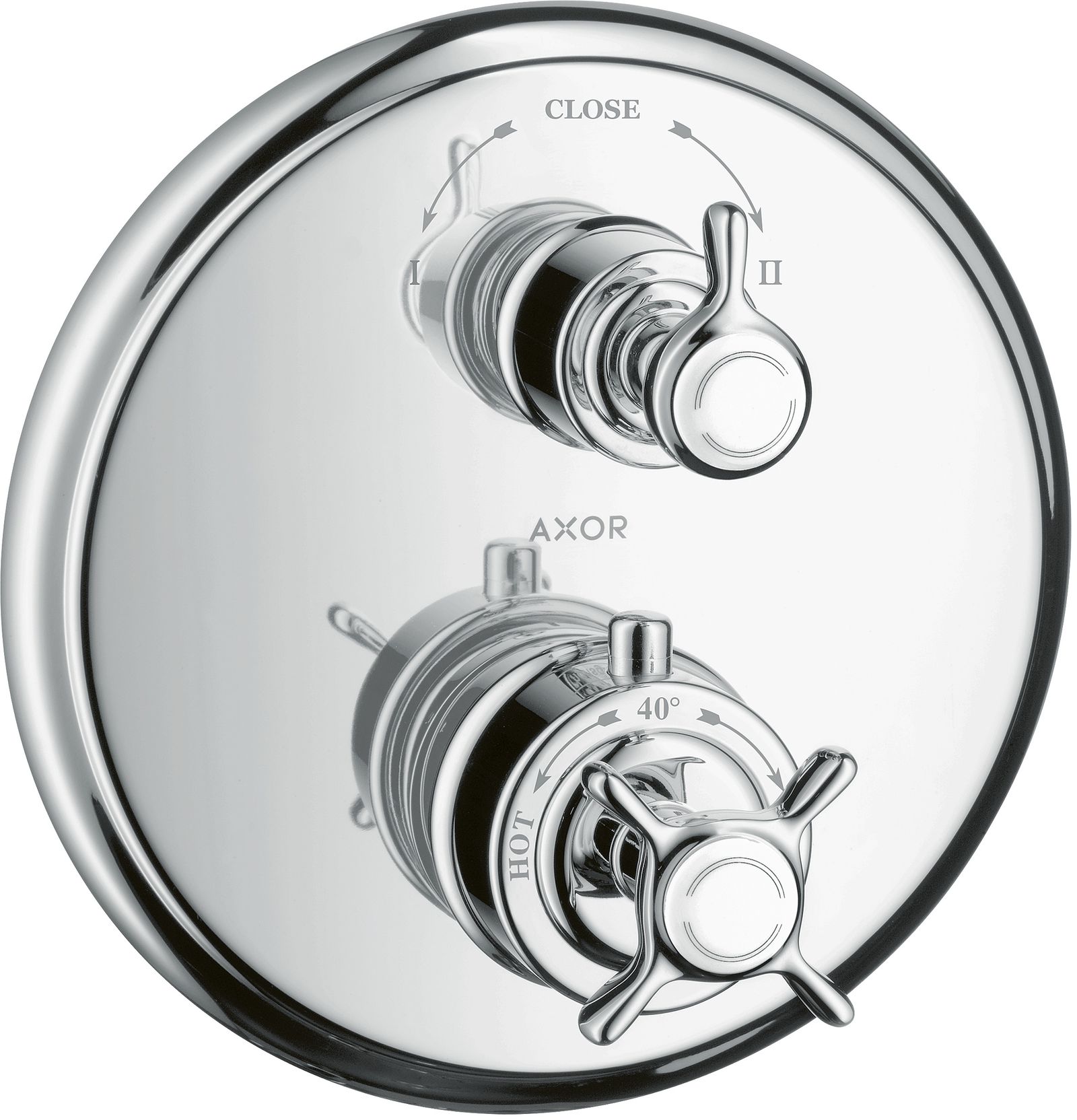 hansgrohe Fertigmontageset Axor Montreux UP-Thermostat, mit Ab- und Umstellventil, Kreuzgriff, chrom