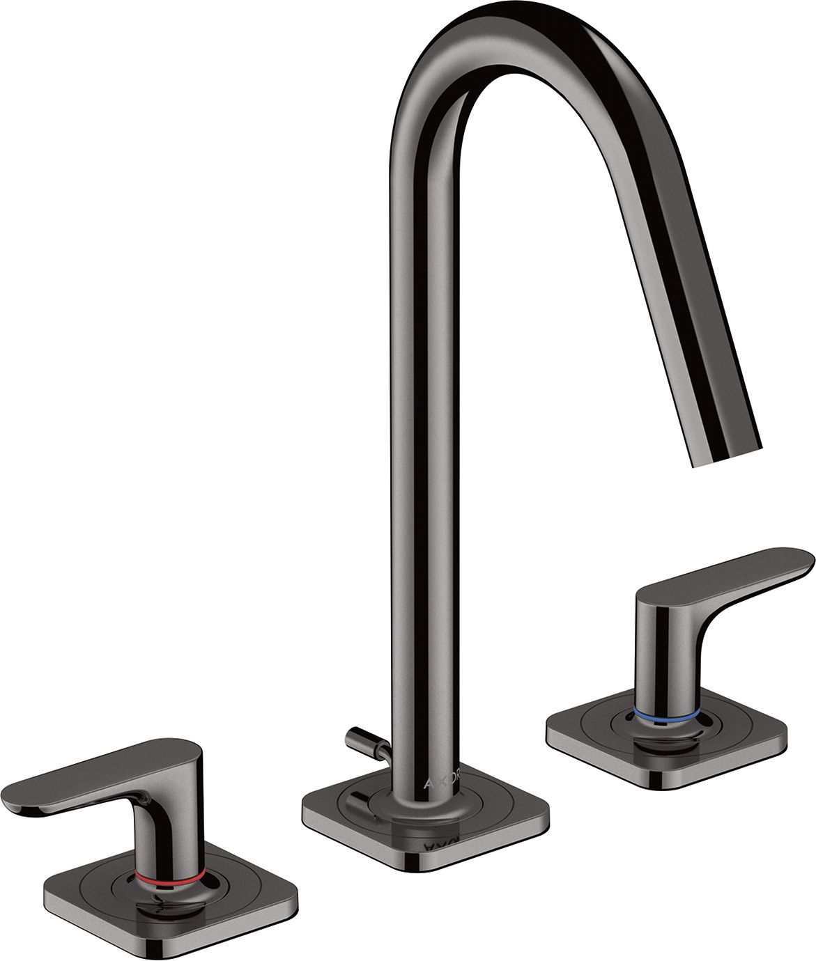 hansgrohe 3-Loch-Waschtisch-Armatur 160 Axor Citterio M Ausladung 135mm, mit Hebelgriff, Zugstangen-Ablaufgarnitur, Rosetten, polished black chrome