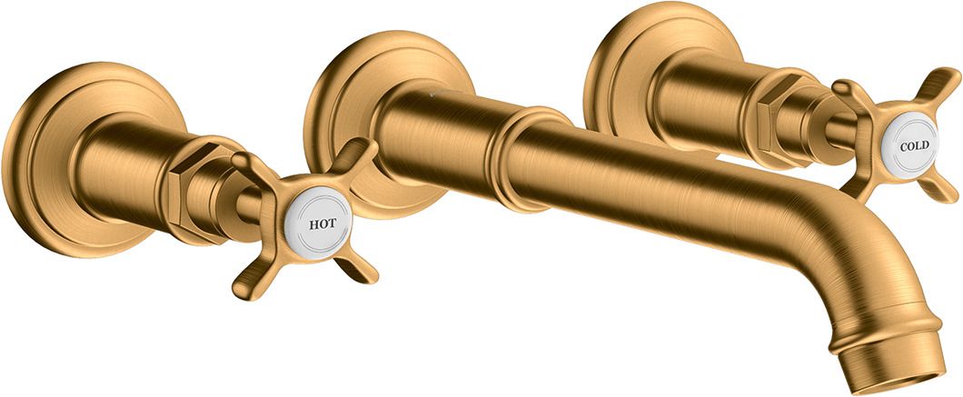 hansgrohe Fertigmontageset Axor Montreux UP-Waschtisch-3-Loch-Armatur, Ausladung 165-225mm, brushed gold optic