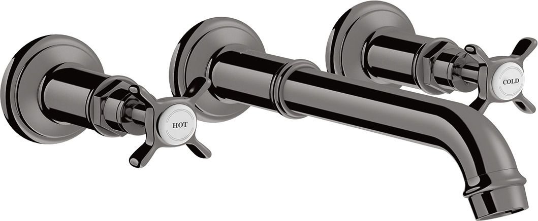 hansgrohe Fertigmontageset Axor Montreux UP-Waschtisch-3-Loch-Armatur, Ausladung 165-225mm, polished black chrome