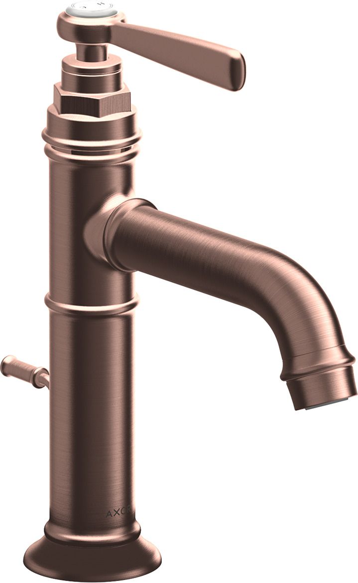 hansgrohe Waschtisch-Einhebelmischer 100 Axor Montreux Ausladung 142mm, mit Zugstangen-Ablaufgarnitur, brushed red gold