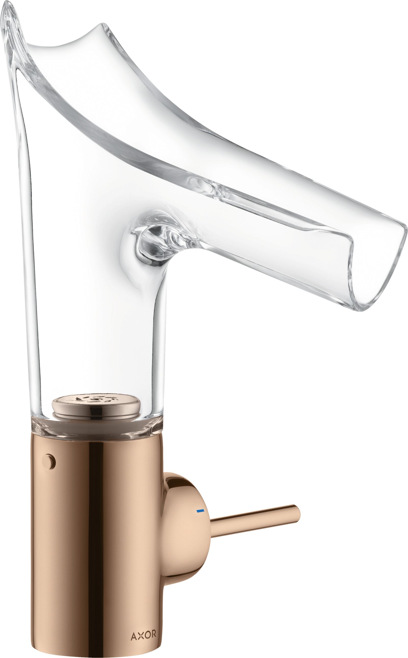 hansgrohe Waschtisch-Einhebelmischer Axor Starck V 140 mit Glasauslauf, unverschließbare Ablaufgarnitur, polished red gold