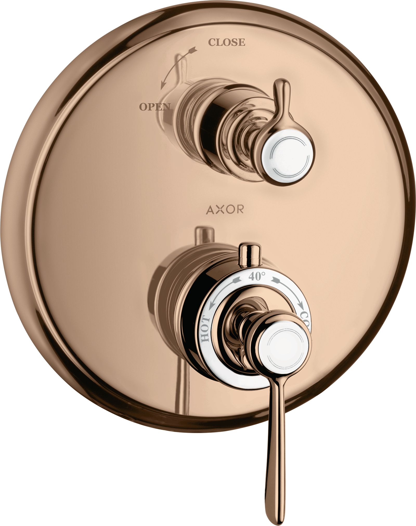 hansgrohe Fertigmontageset Axor Montreux UP-Thermostat, mit Absperrventil, Hebelgriff, polished red gold