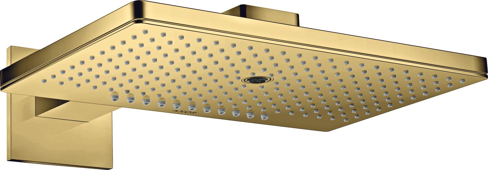 hansgrohe Kopfbrause Axor mit Brausearm, eckige Rosette, 460x300mm, 3jet, polished gold optic