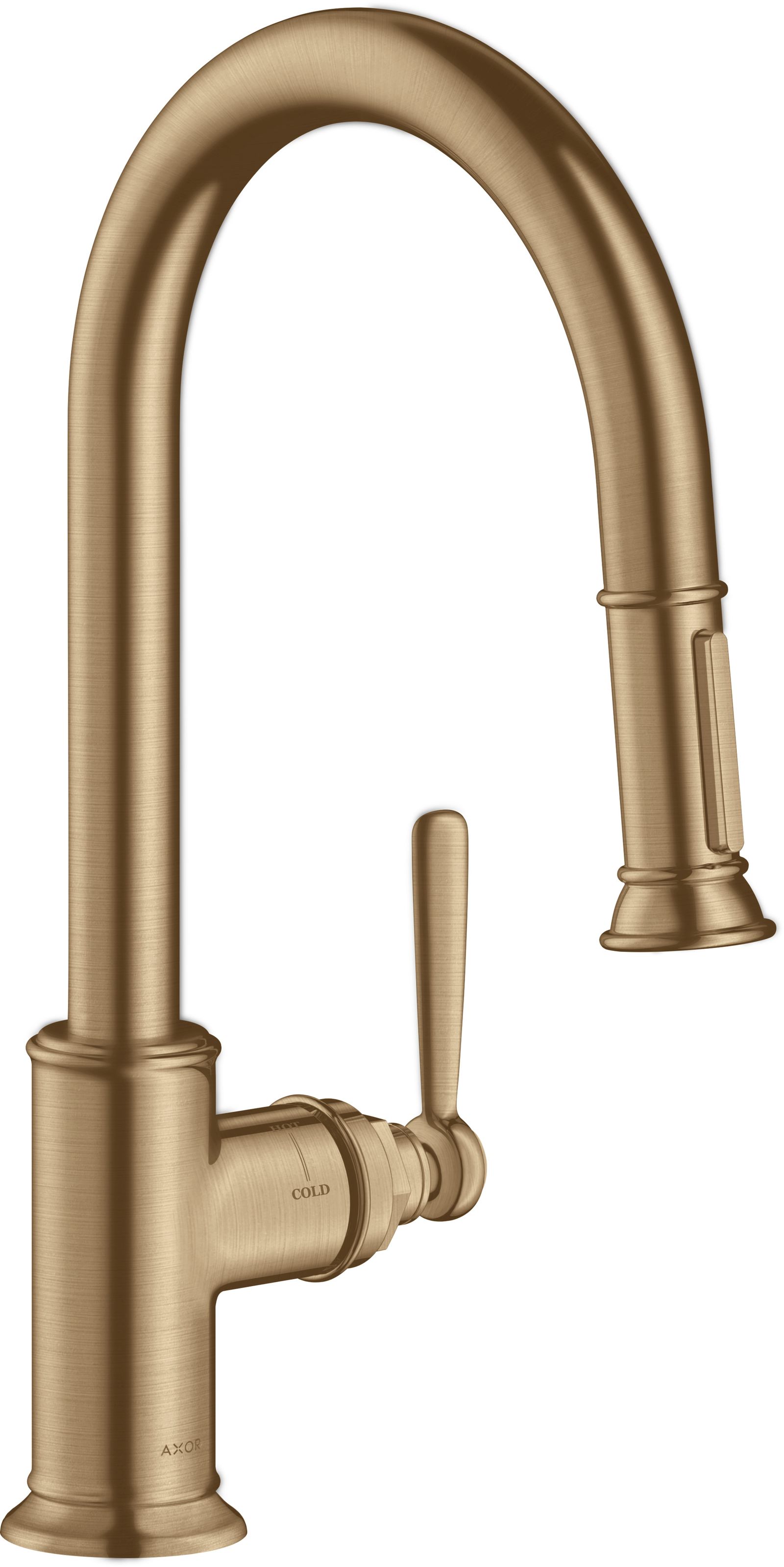 hansgrohe Spültisch-Einhebelmischer 180 Axor Montreux mit Ausziehbrause, brushed bronze