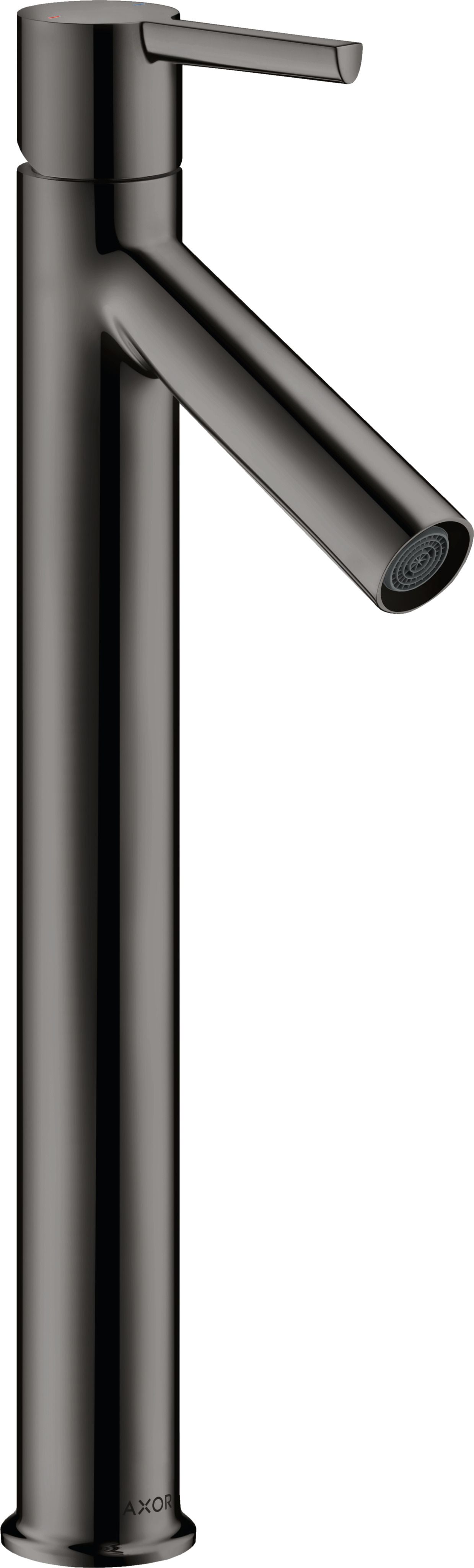 hansgrohe Waschtisch-Einhebelmischer 250 Axor Starck Ausladung 107mm, mit Hebelgriff, unverschließbare Ablaufgarnitur, polished black chrome