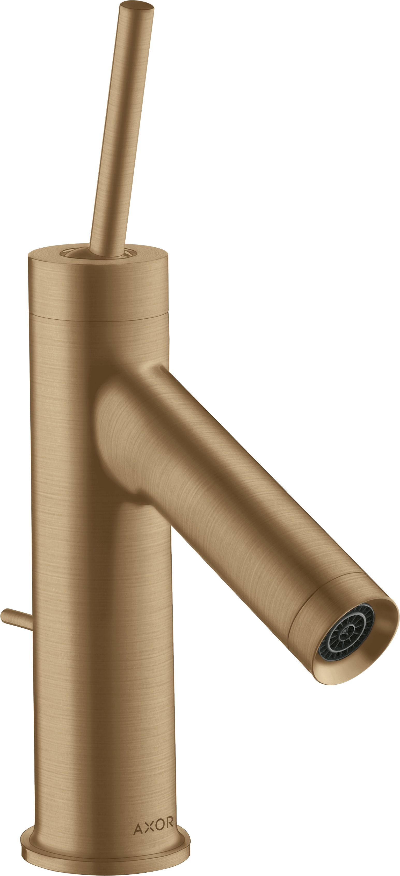 hansgrohe Waschtisch-Einhebelmischer 70 Axor Starck Ausladung 95mm, mit Pin-Griff, mit Zugstangen-Ablaufgarnitur, brushed bronze