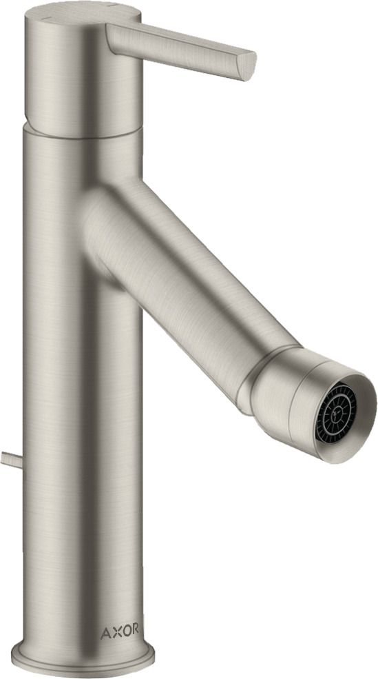 hansgrohe Bidet-Einhebelmischer Axor Starck Ausladung 104mm, mit Hebelgriff, Zugstangen-Ablaufgarnitur, Edelstahl-Optik