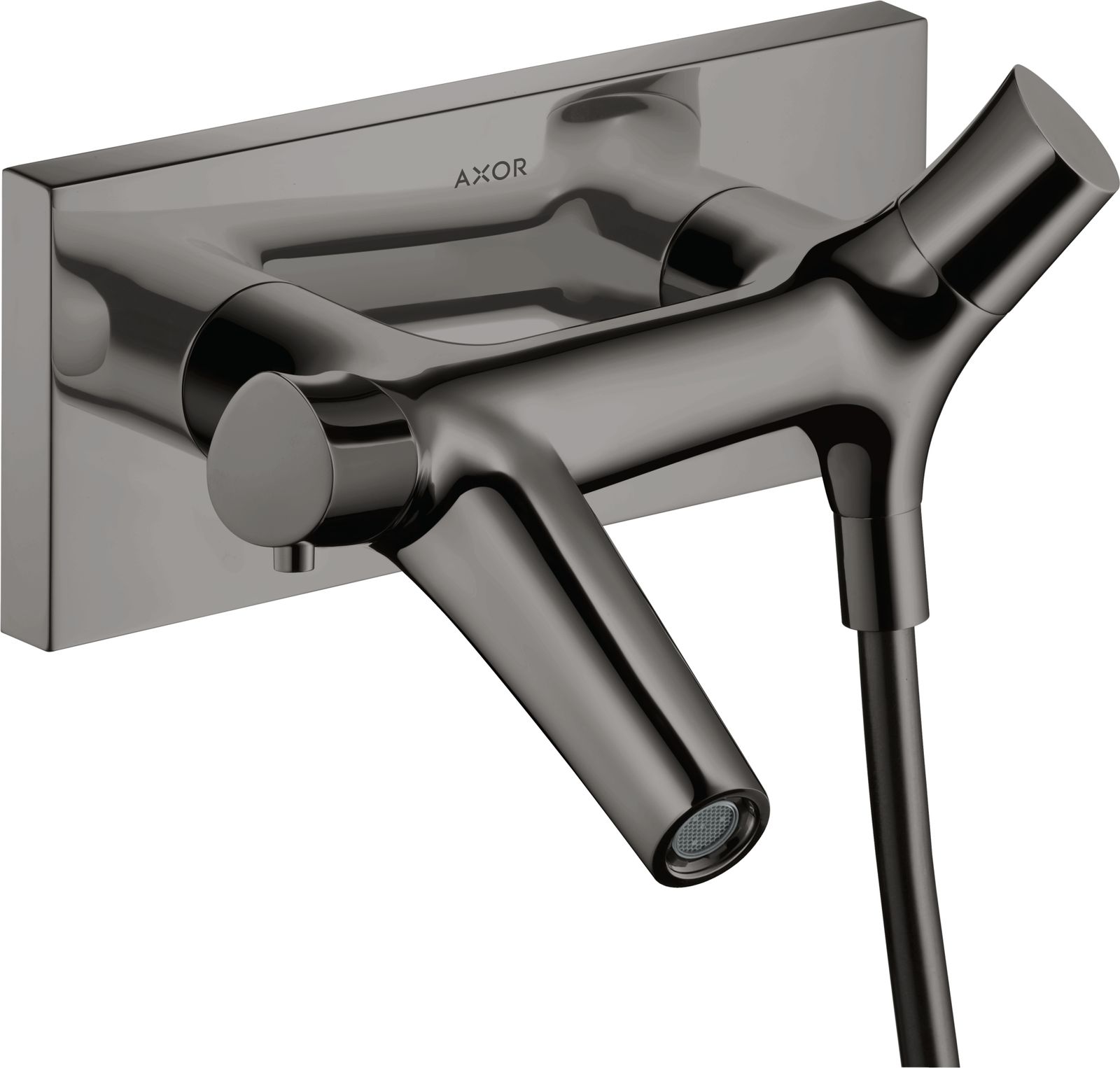 hansgrohe Wannenthermostat Axor Starck Organic AP, Ausladung 218mm, polished black chrome