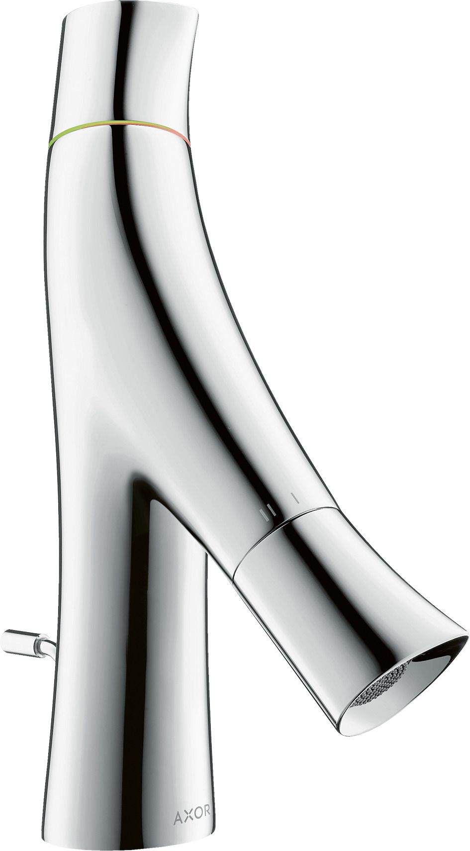 hansgrohe Waschtisch-Zweigriff-Armatur 50 Axor Starck Organic Ausladung 109mm, mit Zugstangen-Ablaufgarnitur, für Handwaschbecken, chrom