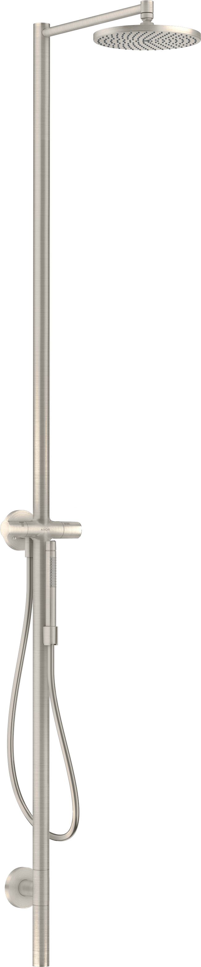 hansgrohe Nature Duschsäule Axor Starck mit Kopfbrause, Handbrause, Edelstahl Finish
