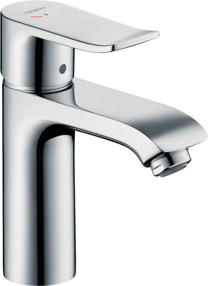 hansgrohe Waschtisch-Einhebelmischer 110 Metris CoolStart mit Zugstangen-Ablaufgarnitur, Kaltwasser in Mittelstellung, chrom