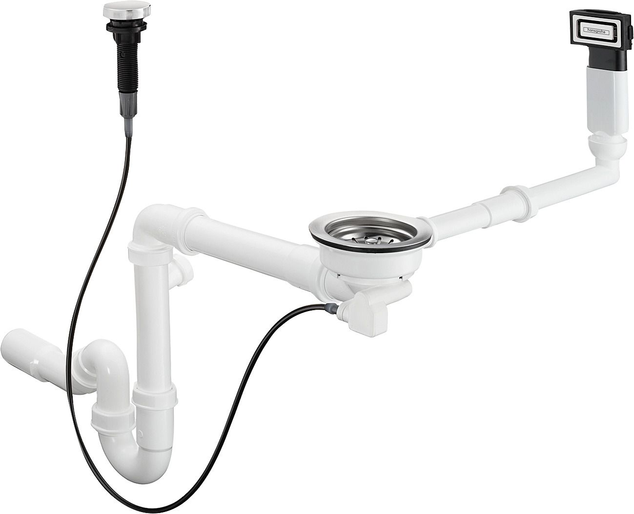 hansgrohe Ab- und Überlaufgarnitur D16-11 automatisch, für Einzelbecken Granit, chrom