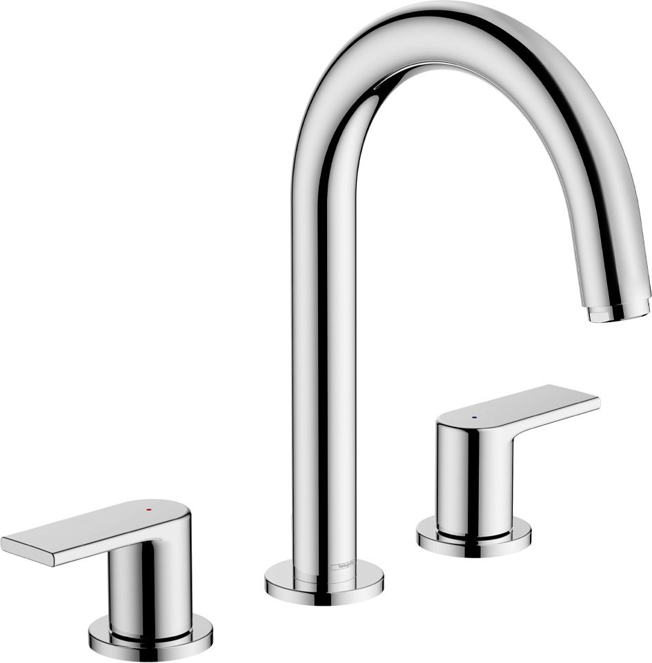 hansgrohe 3-Loch-Waschtisch-Armatur Vernis Shape mit Zugstangen-Ablaufgarnitur, chrom