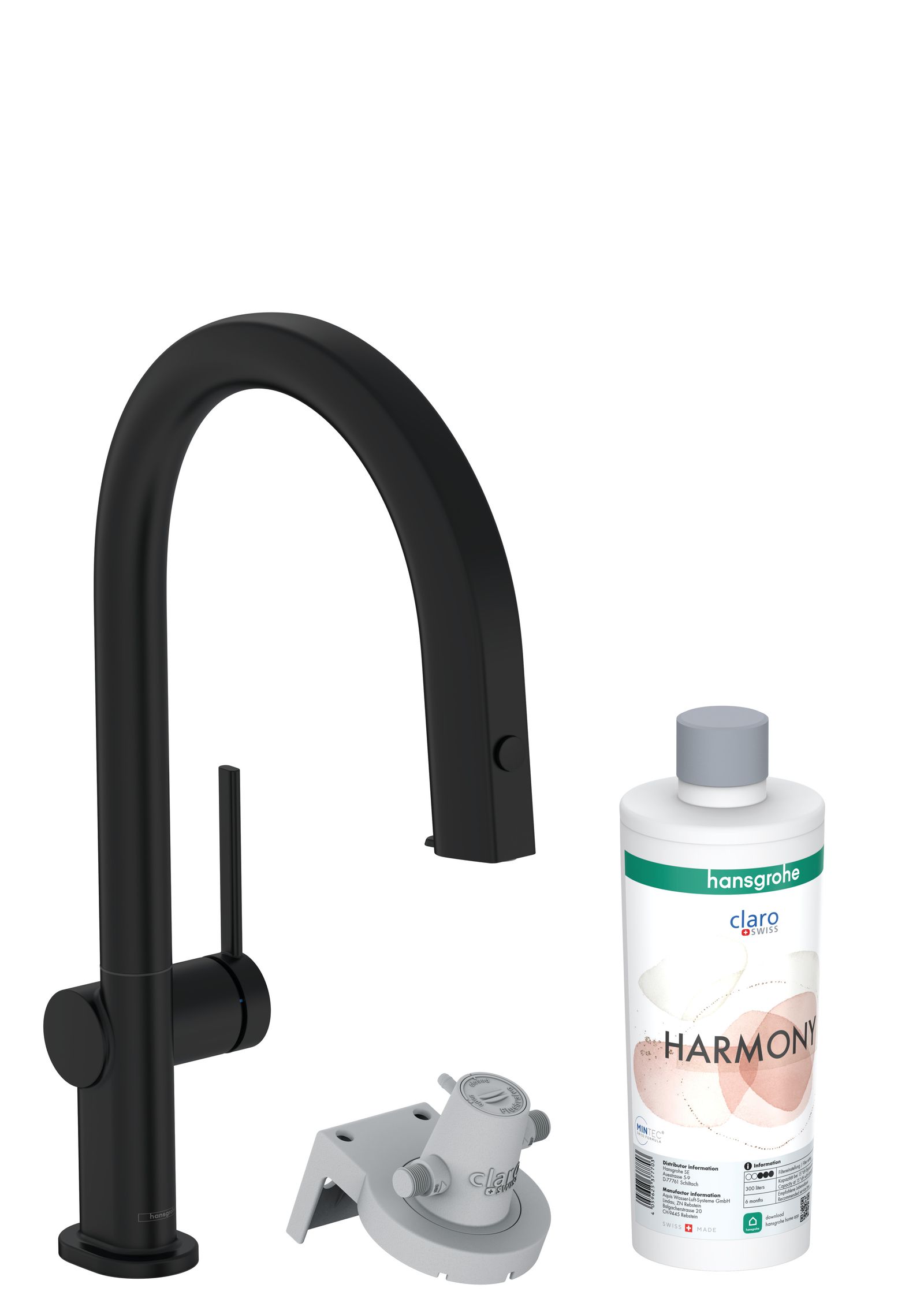 hansgrohe Spültisch-Einhebelmischer Aqittura M91 mit Ausziehauslauf, 1jet, Starter Set, mattschwarz