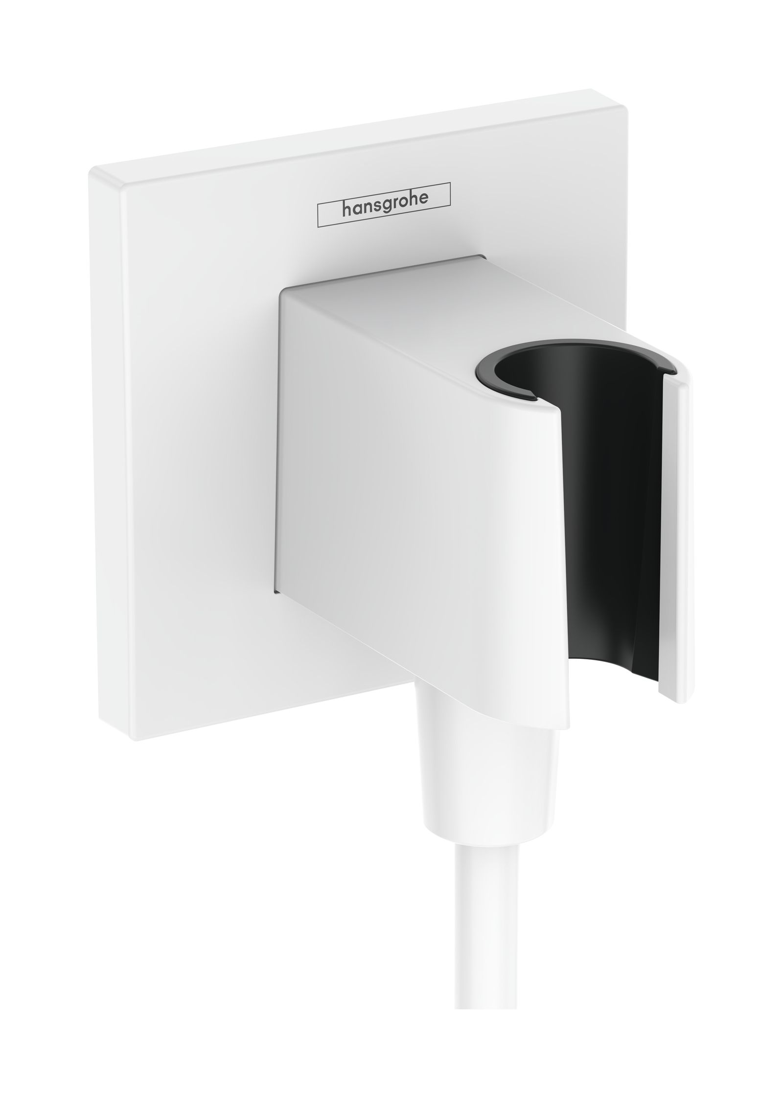 hansgrohe Wandanschluss Fixfit E eckig, mit Brausehalter, mattweiß