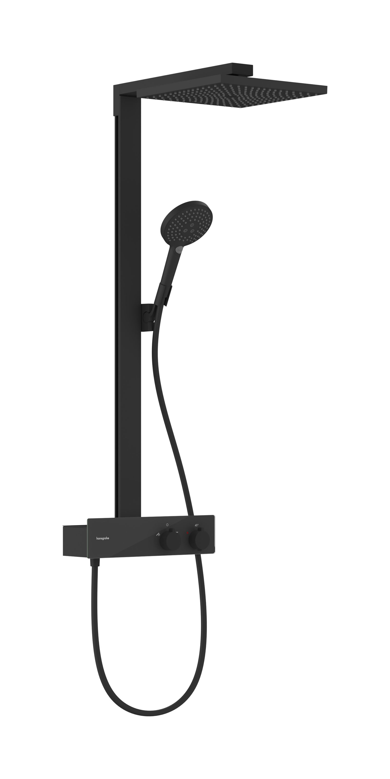 hansgrohe Showerpipe Raindance E 1jet, mit ShowerTablet 350 Thermostat, mattschwarz