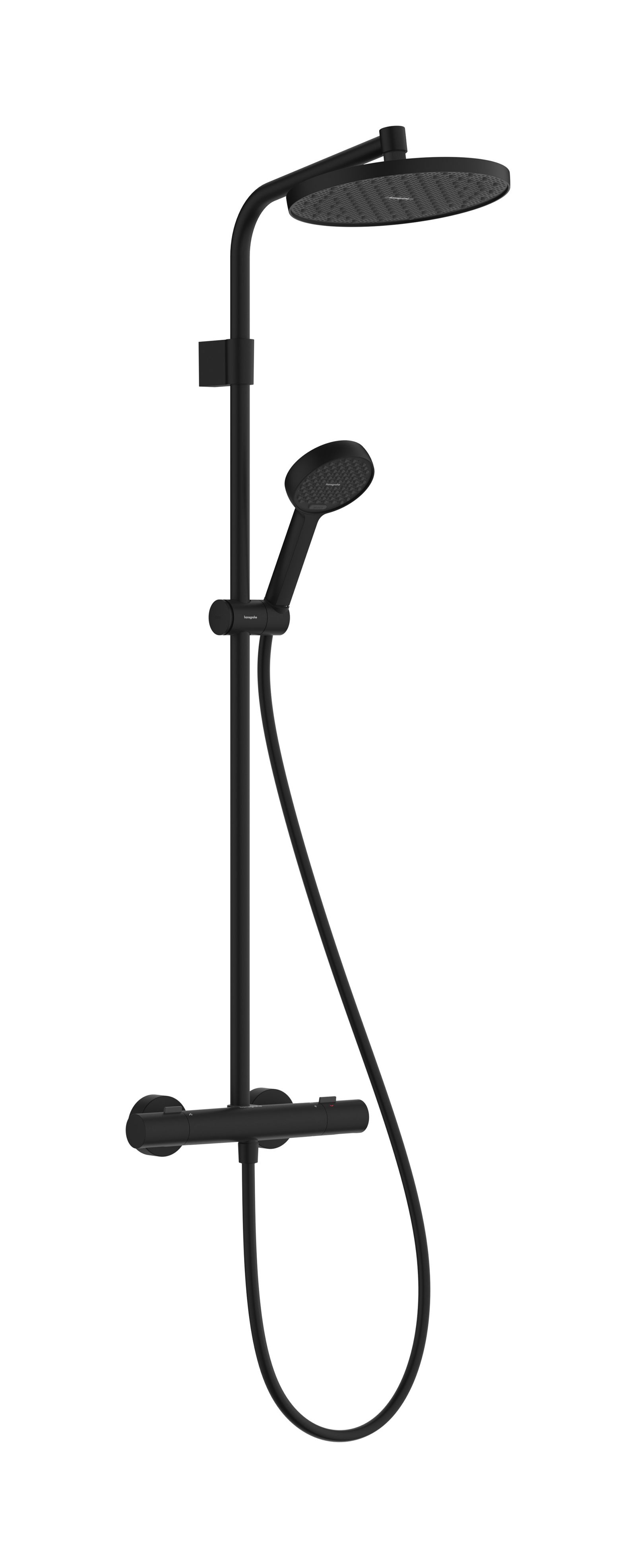 hansgrohe Showerpipe ACT S 1jet mit Thermostat, EcoSmart+, 6 l/min, mattschwarz