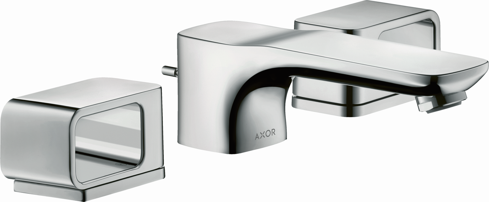 hansgrohe 3-Loch-Waschtischarmatur 50 Axor Urquiola Ausladung 180mm, mit Zugstangen-Ablaufgarnitur, Rosetten, chrom