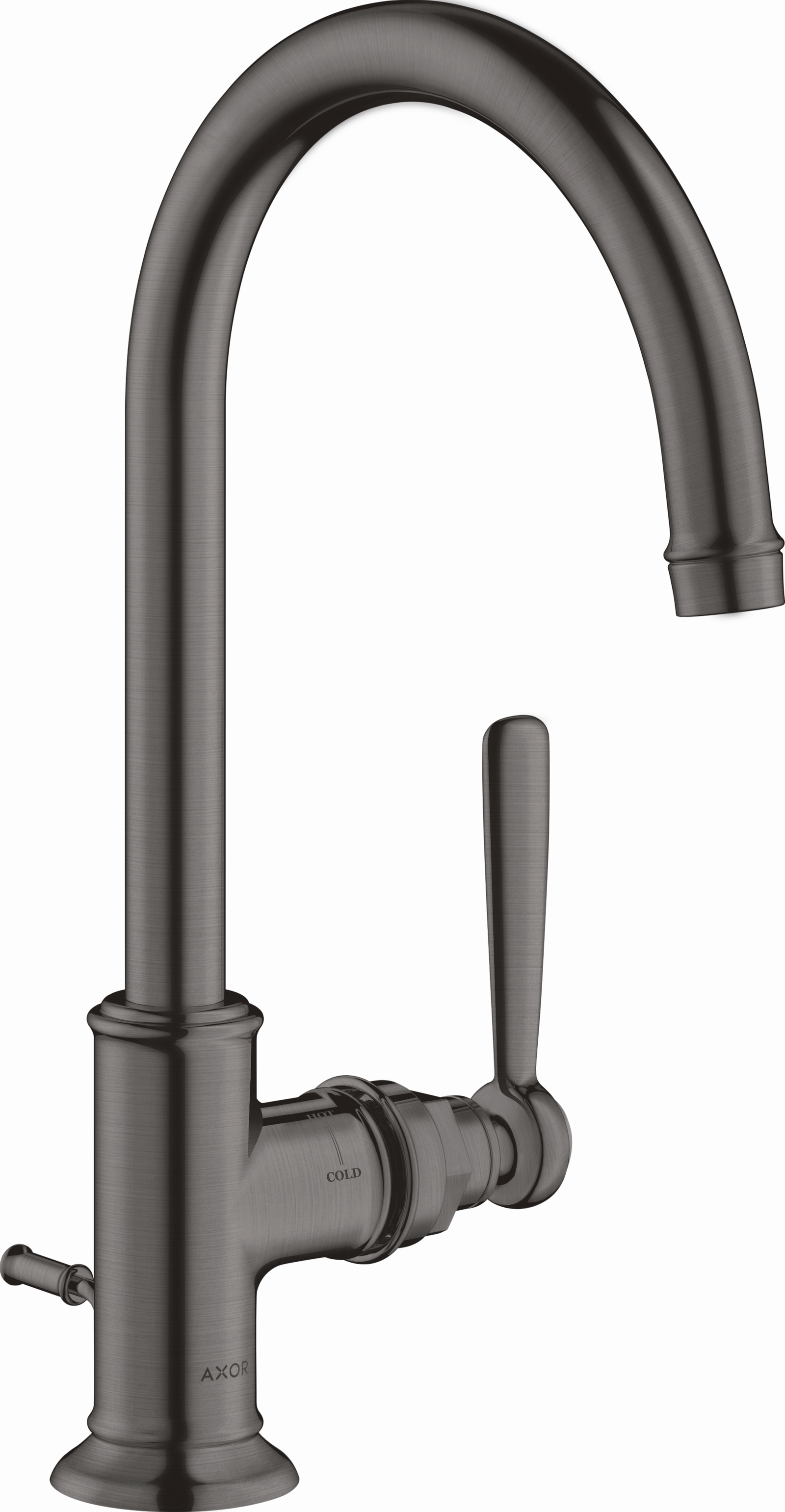 hansgrohe Waschtisch-Einhebelmischer 210 Axor Montreux Ausladung 175mm, mit Zugstangen-Ablaufgarnitur, brushed black chrome