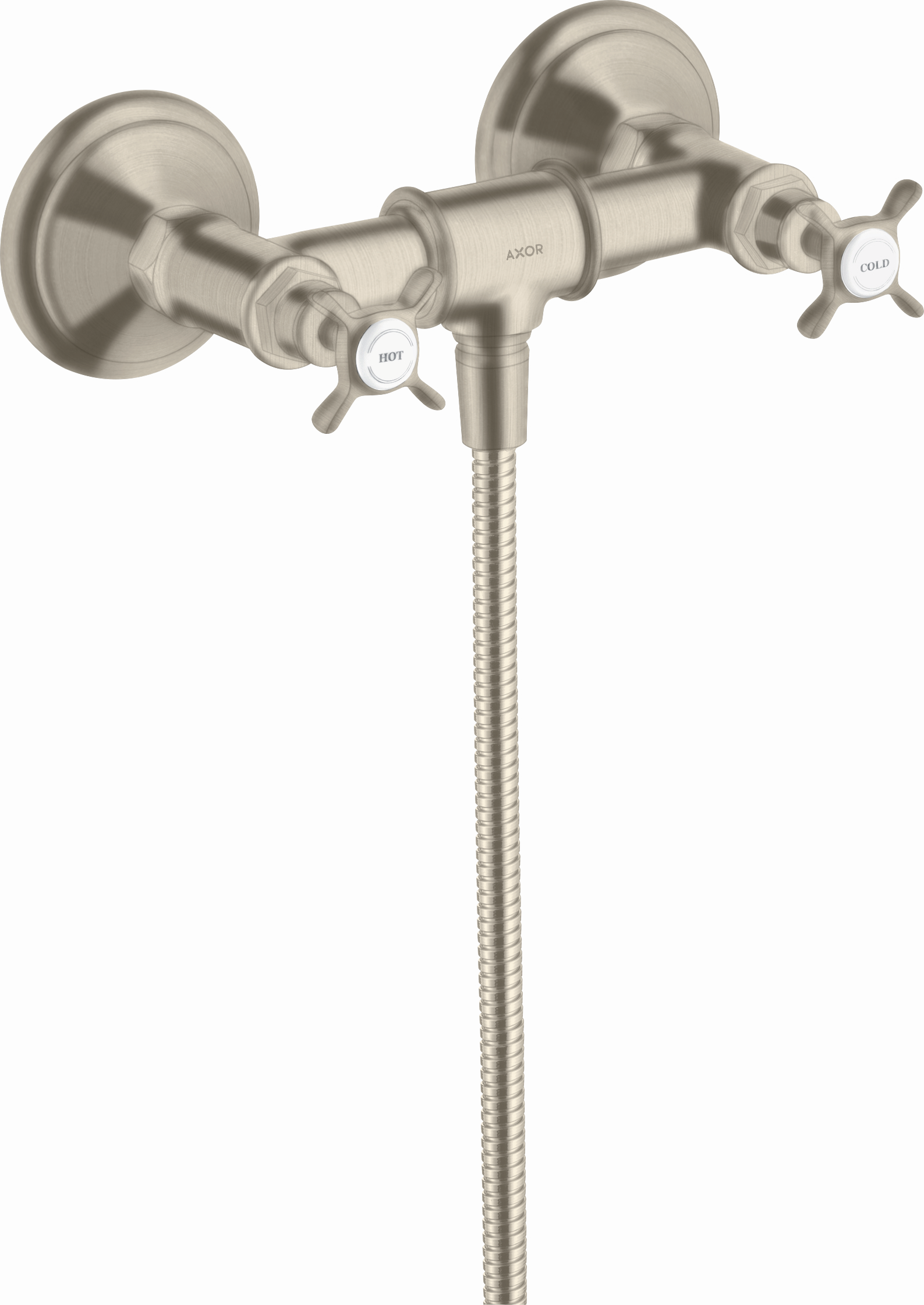 hansgrohe 2-Griff-Brause-Armatur Axor Montreux AP, 1 Verbraucher, mit Kreuzgriffen, brushed nickel