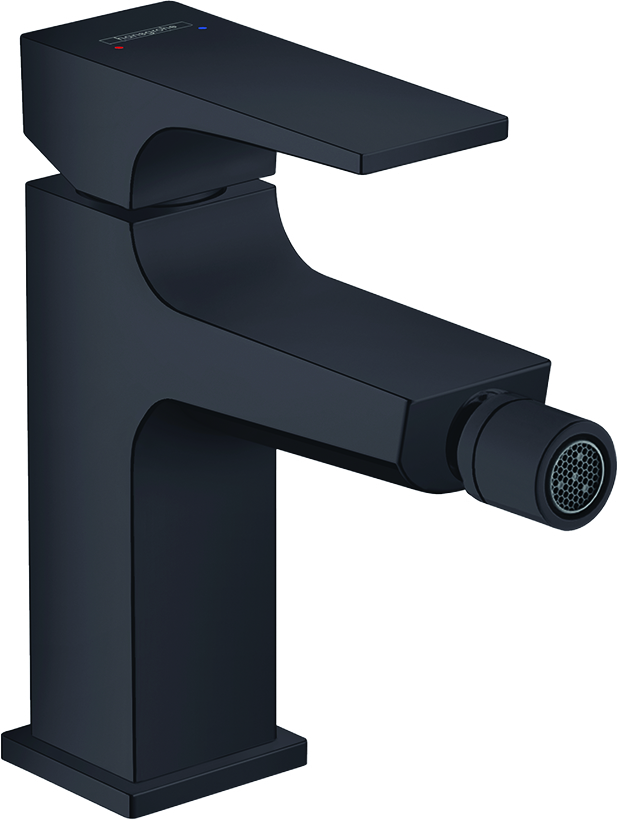 hansgrohe Bidet-Einhebelmischer Metropol mit Hebelgriff, Push-Open-Ablaufgarnitur, Ausladung 129mm, mattschwarz