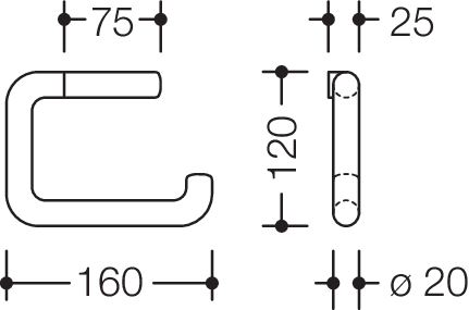 HEWI Toilettenpapierhalter 805 rechtwinklig gebogen, Edelstahl matt geschliffen