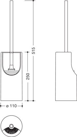 HEWI Toilettenbürstengarnitur 477 d= 110x250mm, freistehend, lichtgrau
