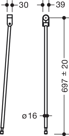 HEWI Bodenstütze 801 607mm, koralle